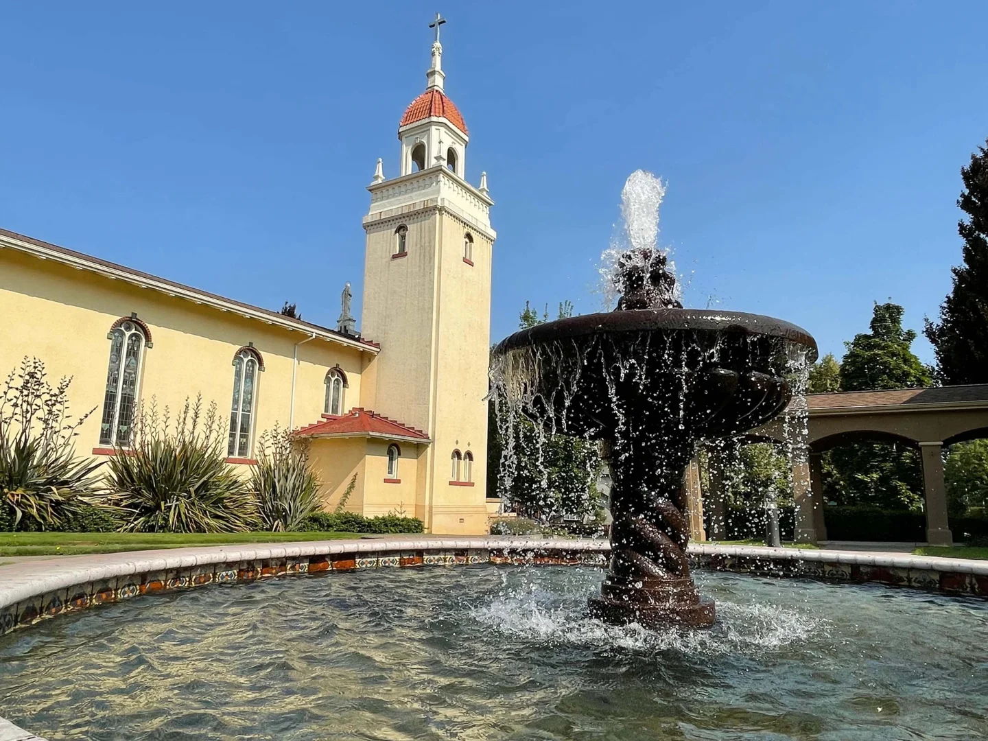 Fountain in the Assumption Village gardens